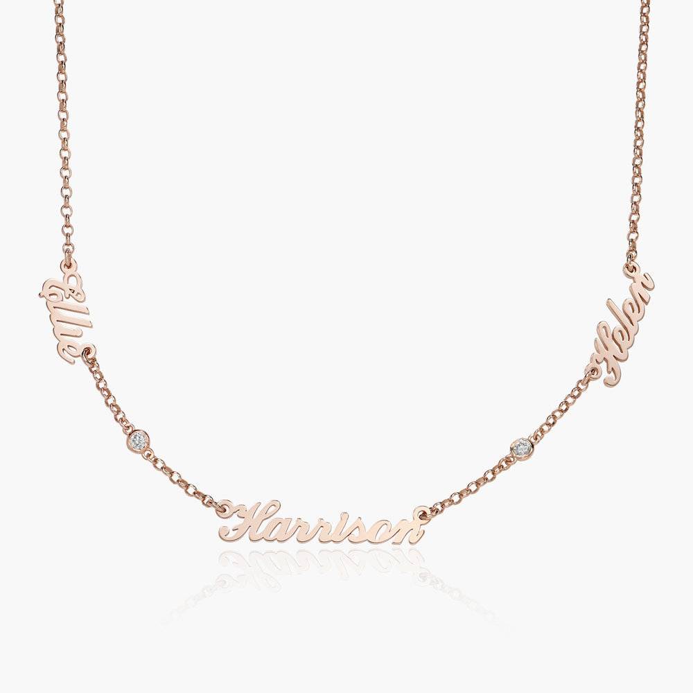 Multiple Name Necklace with diamonds Necklace- Rose Gold Vermeil-5 product photo