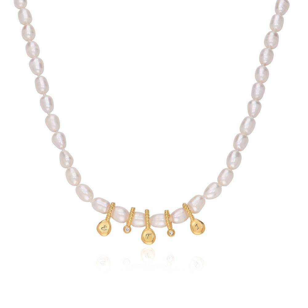 Julia Diamond Pearl Initial Necklace in 18k Gold Plating-1 product photo