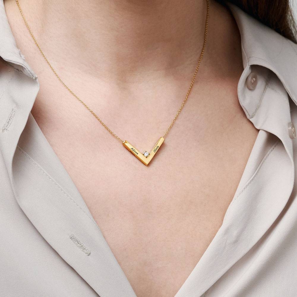 Collar The Victory Chapado en Oro de 18 Kt con Diamante-5 foto de producto