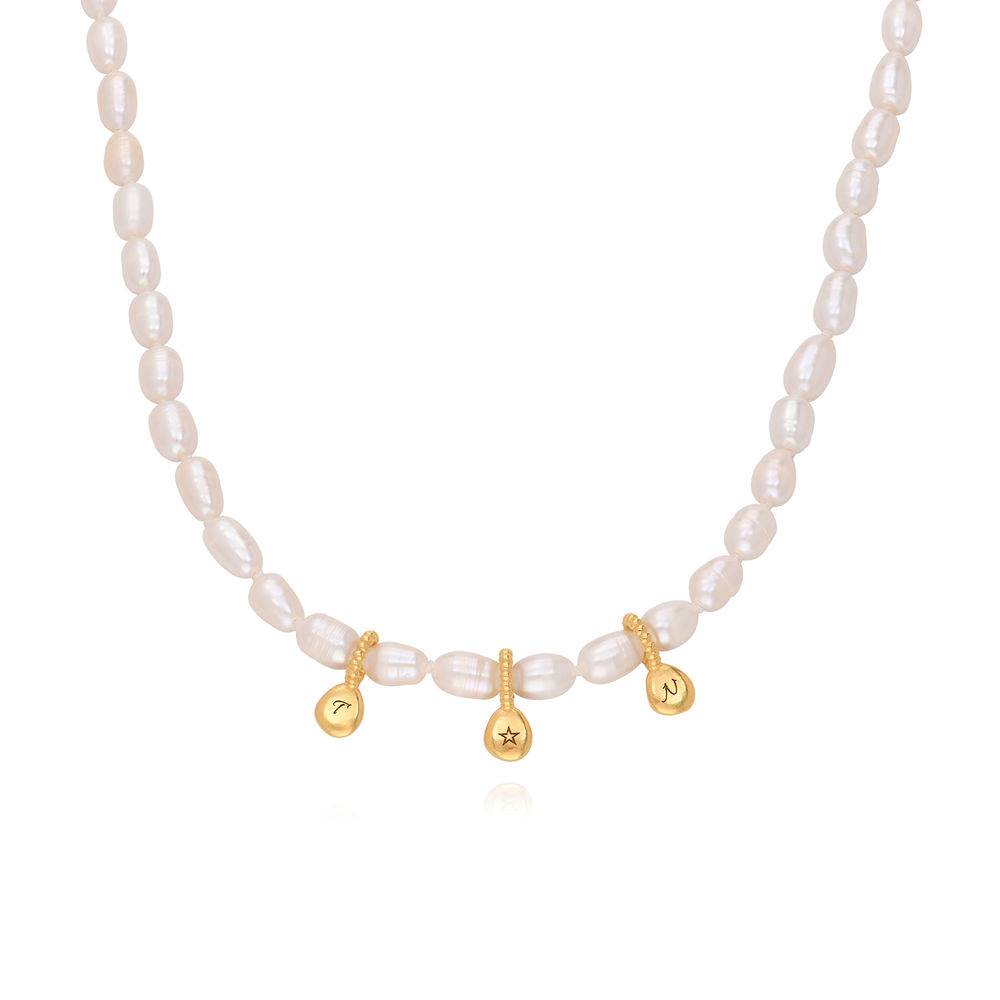 Julia initial halskjede med perler i gull vermeil-3 produktbilde