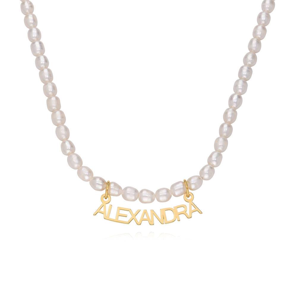 Chiara Perlen Namenskette - 750er vergoldetes Silber-4 Produktfoto
