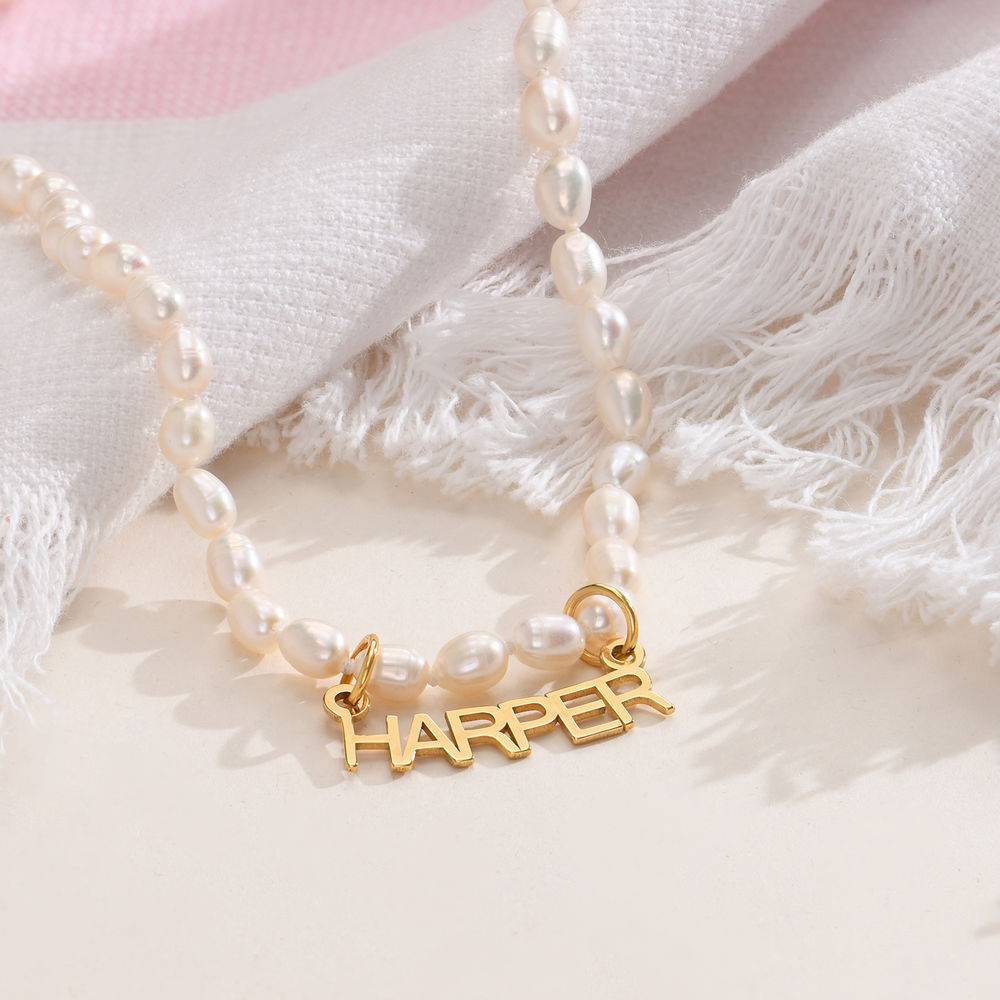 Chiara Pearl Name Necklace in 18k Gold Plating-4 product photo