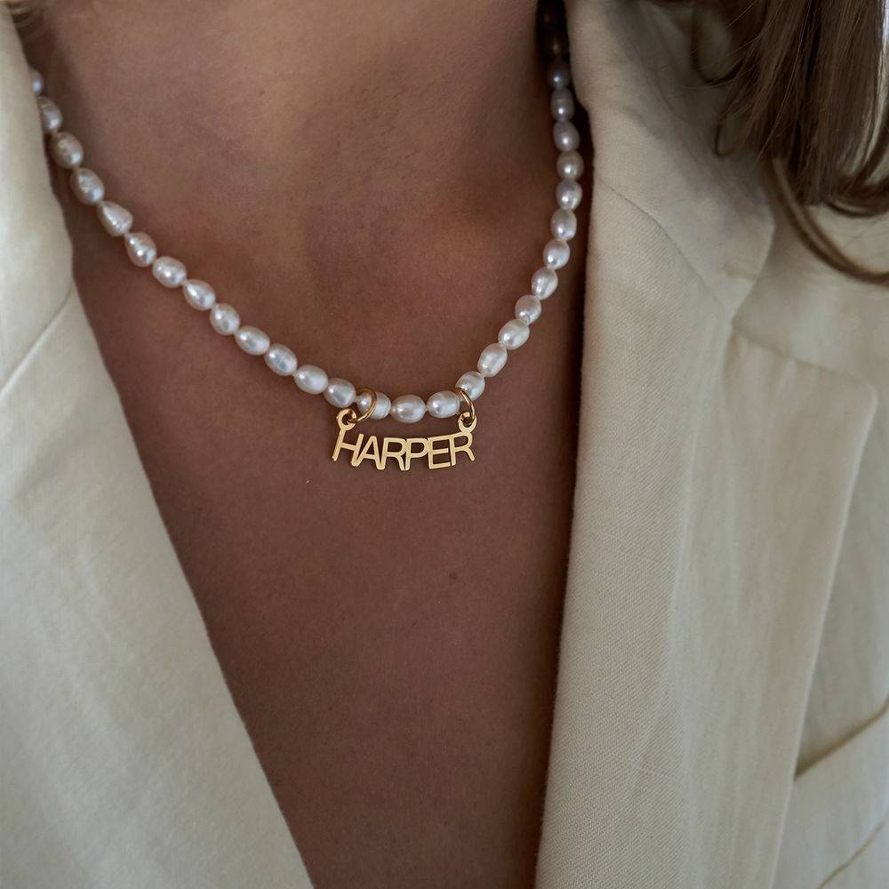 Collar con nombre Chiara con perla en chapa de oro-2 foto de producto