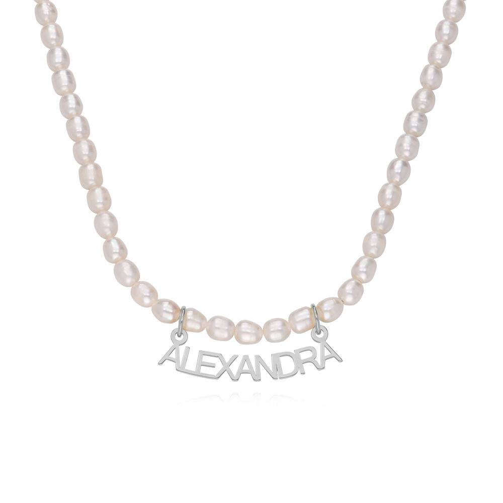Chiara Pearl Name Necklace in Sterling Silver-4 product photo