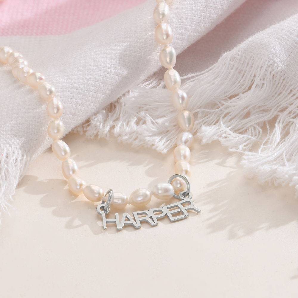 Chiara Pearl Name Necklace in Sterling Silver-1 product photo