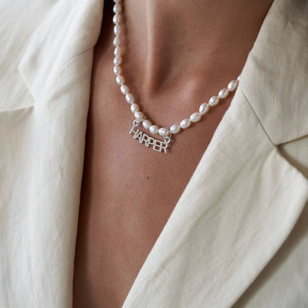 Chiara Pearl Name Necklace in Sterling Silver-2 product photo