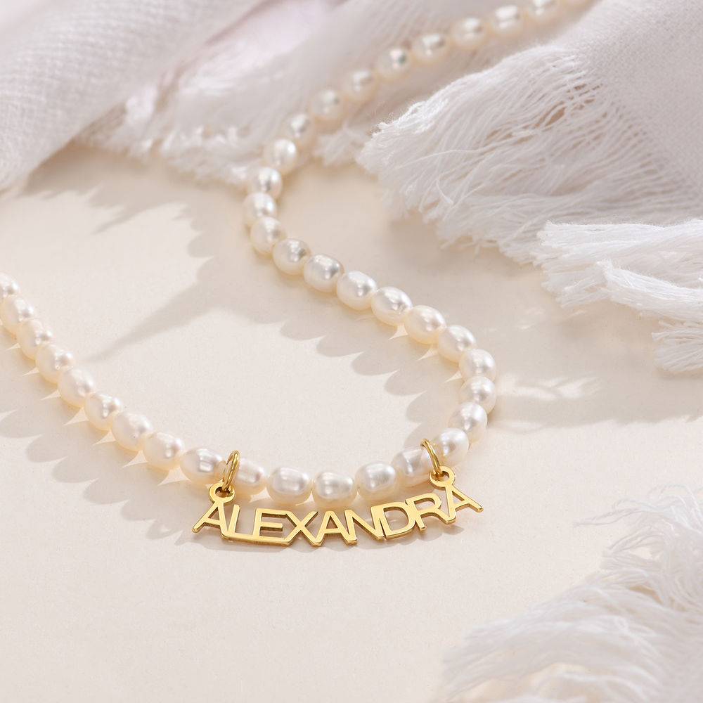 MYKA Pearl Name Necklace in Vermeil-1 product photo