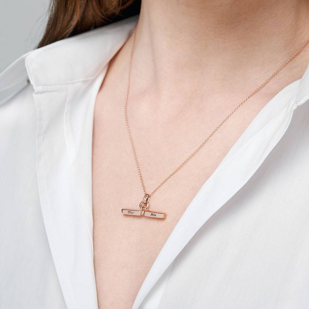 MYKA T-Bar Necklace in 18k Rose Gold Plating-4 product photo