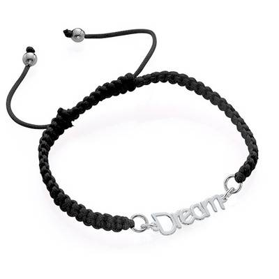 Name Bracelet on Cord in Sterling Silver-4 product photo