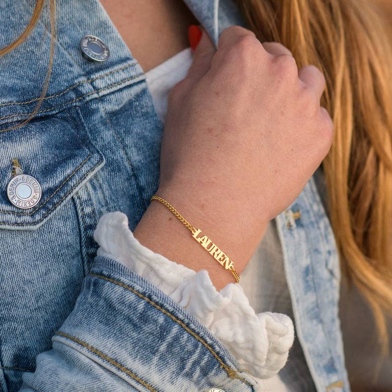 Customized / Personalized Unisex Single Name Hand Bracelet / Kada With Ur  Name Or Love One Name With GolD Plating and Laser Engraved Finish
