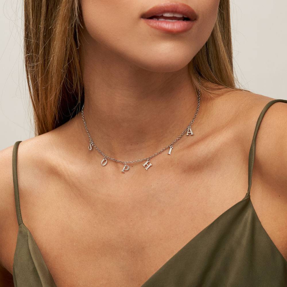 Choker halskæde med initialer i sølv-5 produkt billede