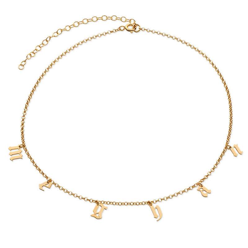 Gothic Name Choker Necklace in 18K Gold Plating-1 product photo