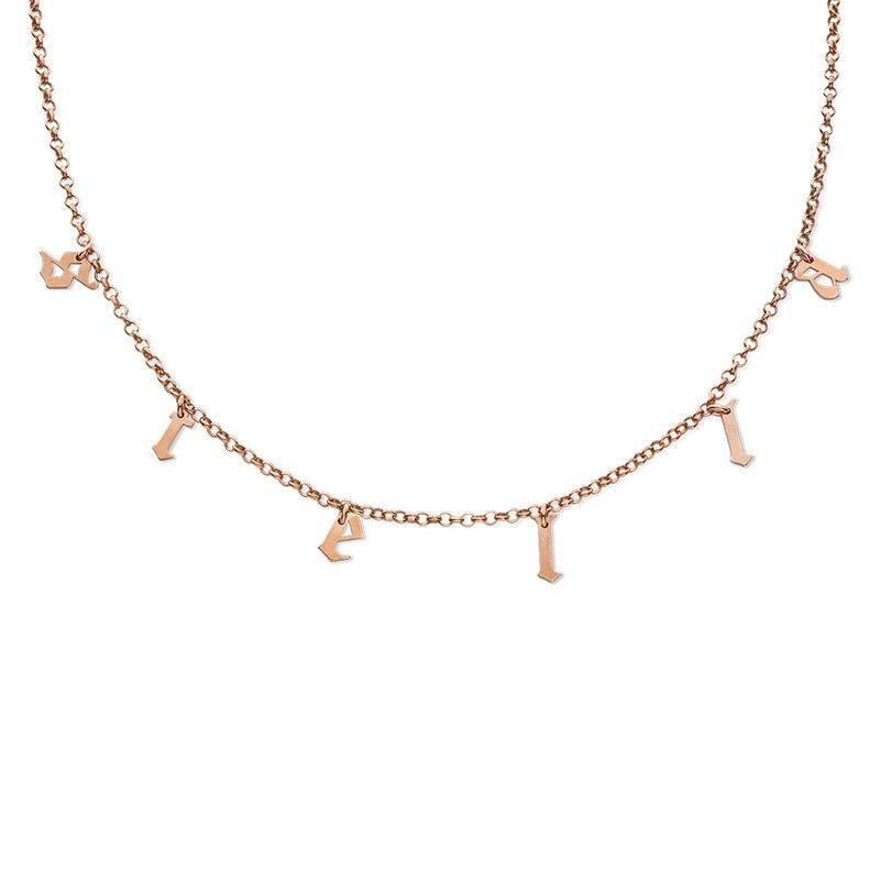 Gothic Name Choker Necklace in 18ct Rose Gold Plating product photo