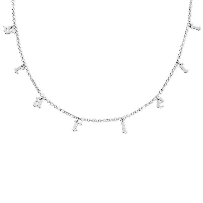 Gothic Name Choker Necklace in Sterling Silver-1 product photo