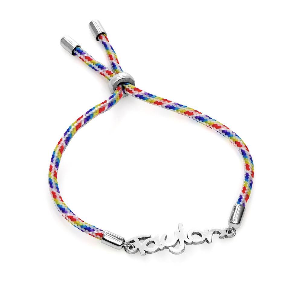 Bracelet cordon prénom pour enfants en argent photo du produit