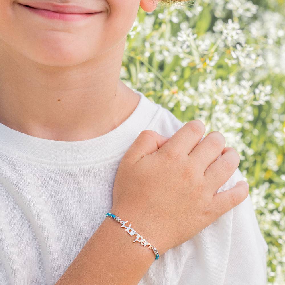 Name Cord Bracelet for Kids in Sterling Silver-3 product photo
