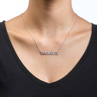 Nameplate Necklace Lowercase Font in Sterling Silver-2 product photo