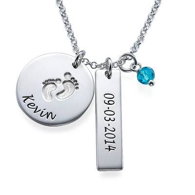 New Mum Jewellery – Baby Feet Charm Necklace in Sterling Silver-4 product photo
