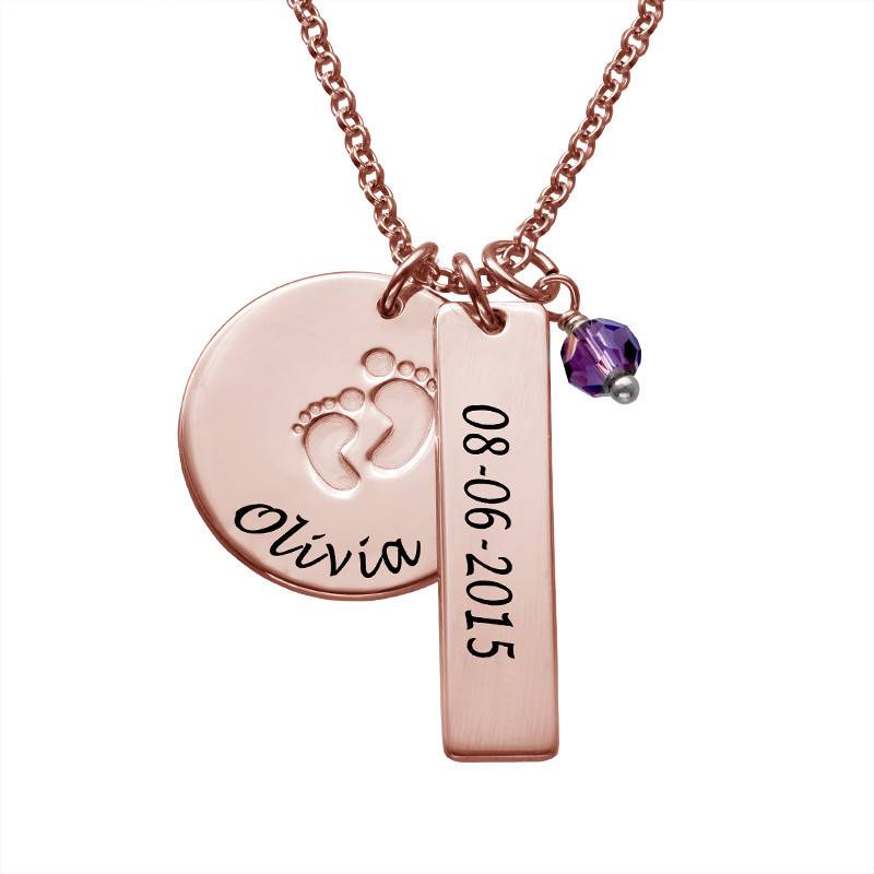 New Mom Jewelry - Baby Feet Charm Necklace with Rose Gold Plating product photo