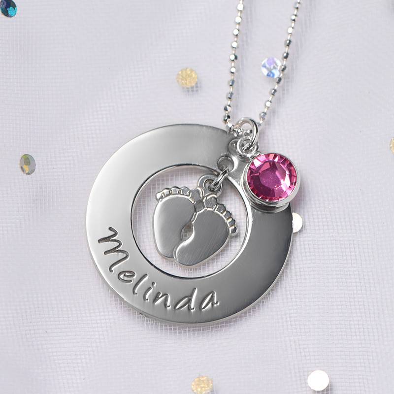 New Mum Necklace with Baby Feet in Sterling Silver-1 product photo