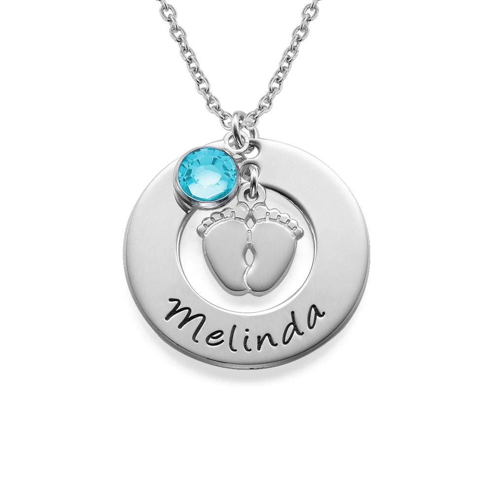New Mum Necklace with Baby Feet in Sterling Silver product photo