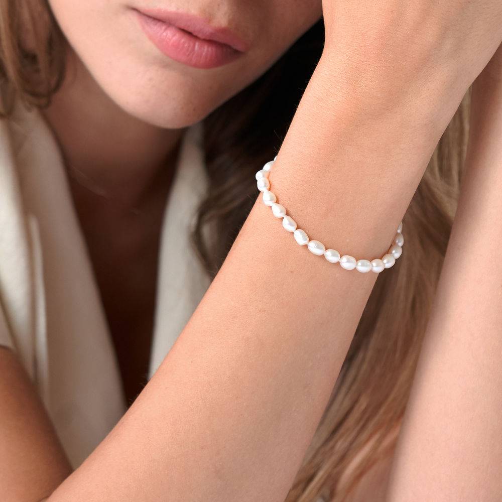Non-Personalised Pearl Bracelet with Clasp in Sterling Silver-3 product photo