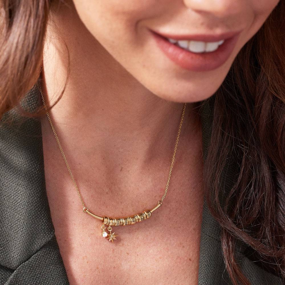 North Star Bar Necklace with Custom Beads & 0.10 ct Diamond in 18ct Gold Vermeil-2 product photo