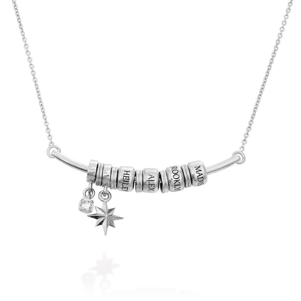 North Star Smile Bar Necklace with Diamond in Sterling Silver product photo