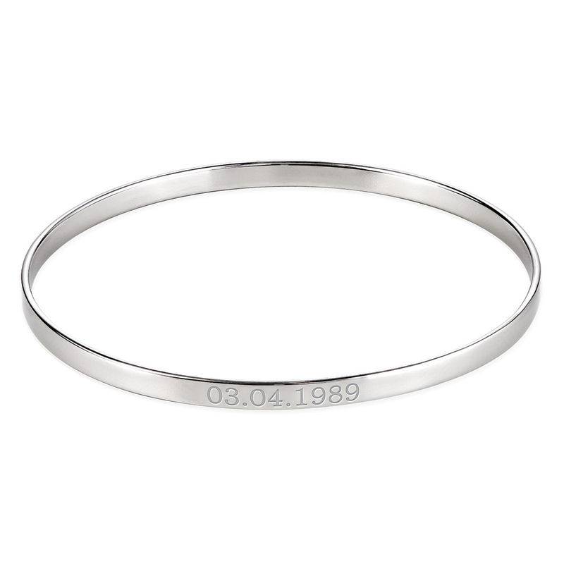 Numeral Date Bangle in Sterling Silver product photo
