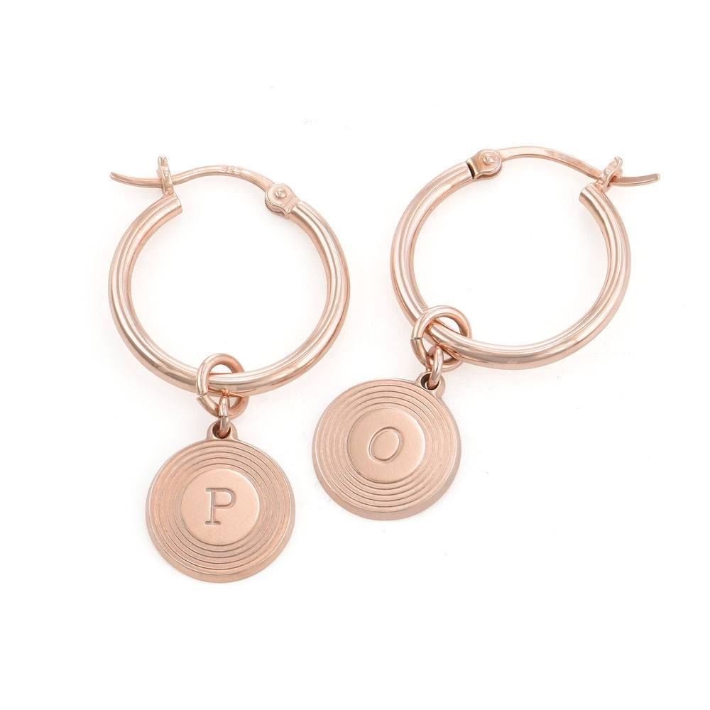 Odeion Initial Earrings in 18ct Rose Gold Plating-2 product photo