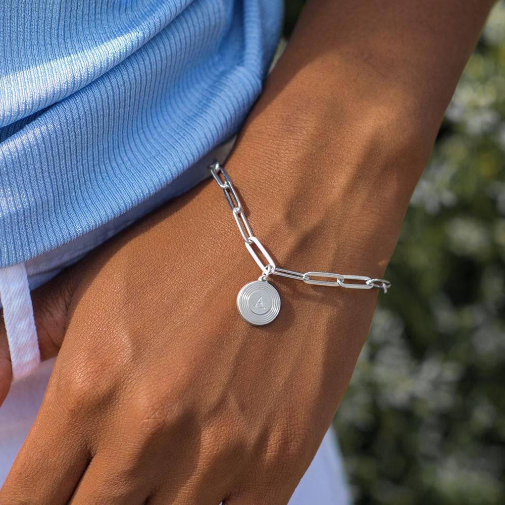 Odeion Initial Link Chain Bracelet / Anklet in Sterling Silver product photo