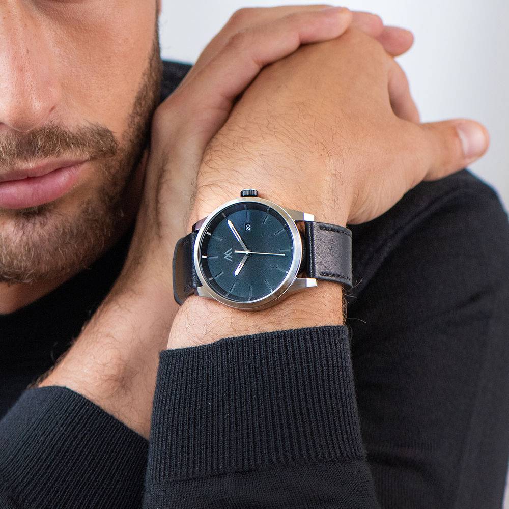 Odysseus Day Date minimalistische horloge met lederen band-7 Productfoto