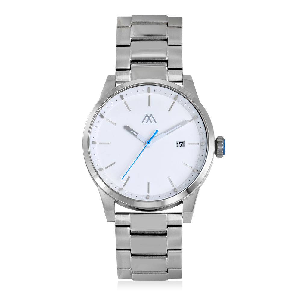 Odysseus Day Date minimalistische horloge met roestvrij staal band Productfoto