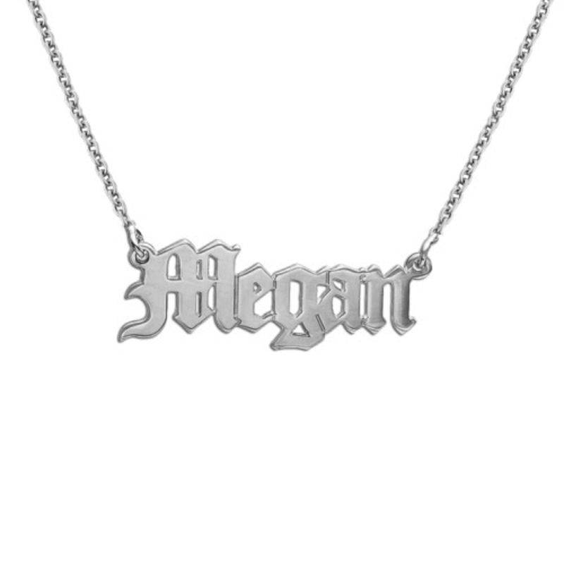Old English Style Gothic Personalised Name Necklace in Sterling Silver product photo