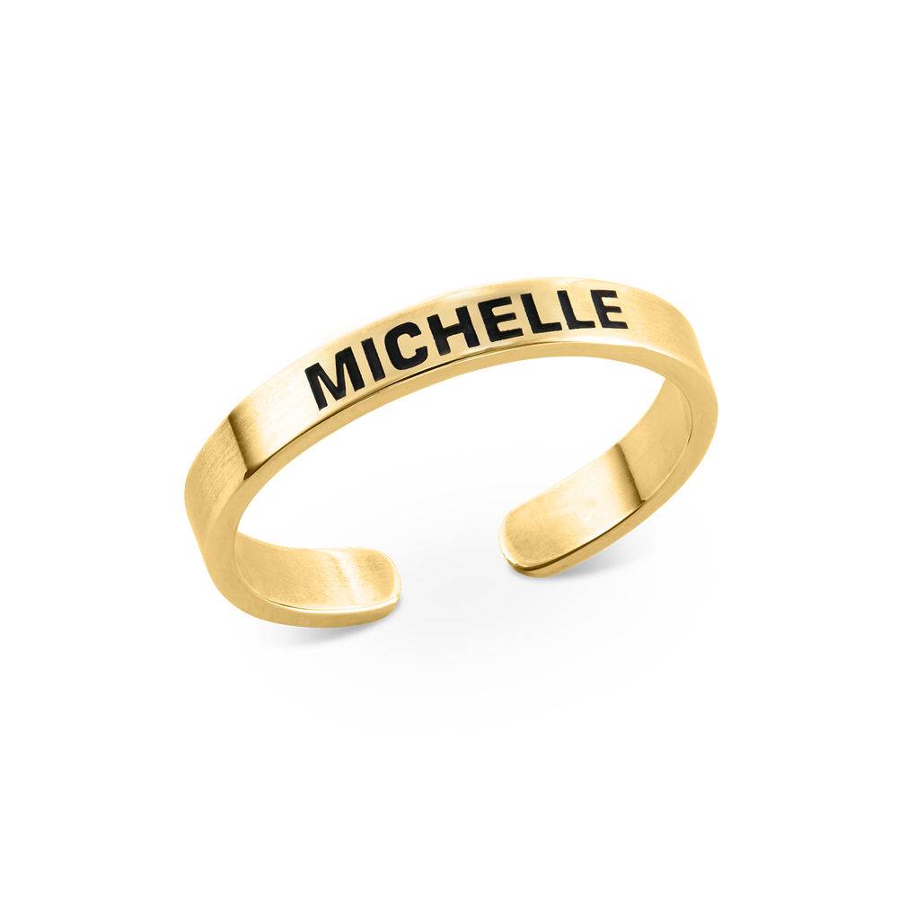 Open Adjustable Engraved Name Ring in Gold Plating