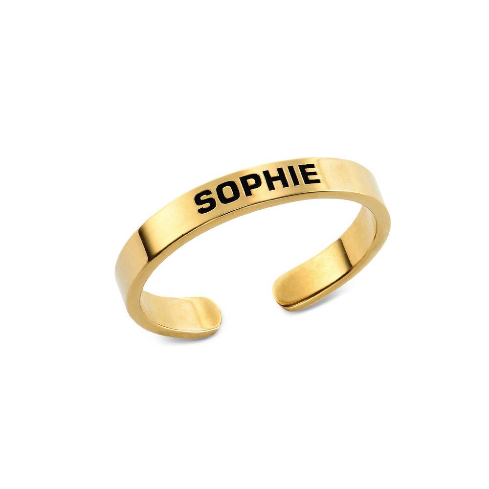 Open Adjustable Engraved Name Ring in Gold Vermeil-1 product photo