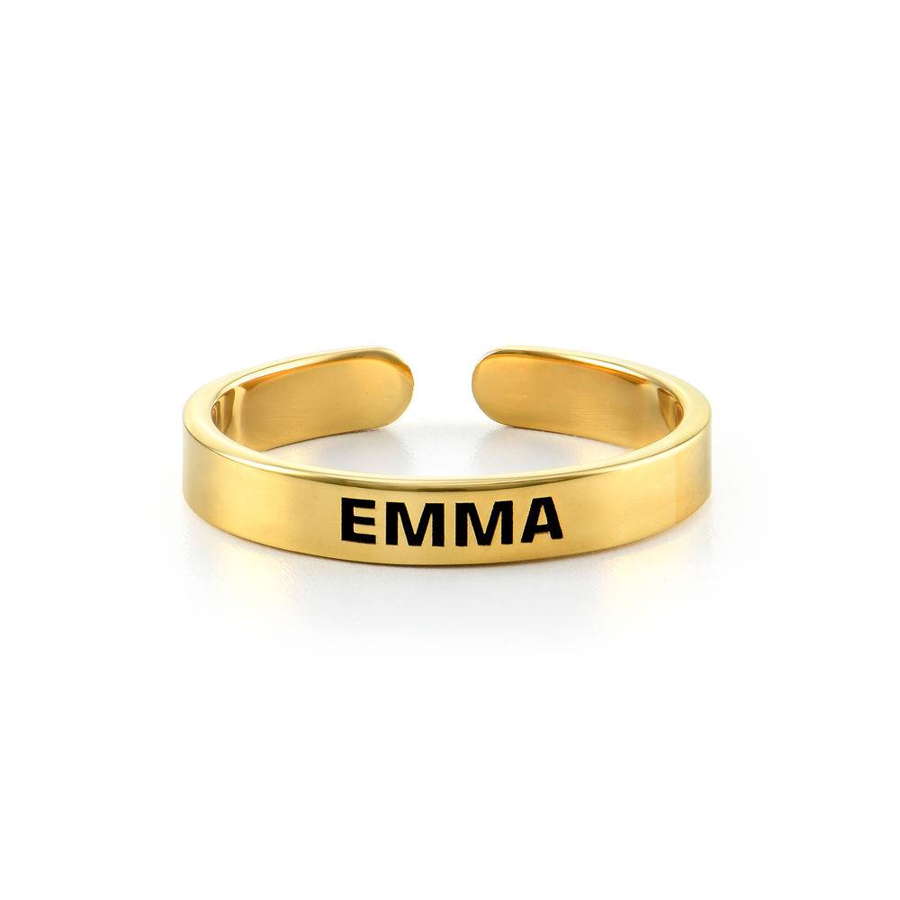 Open Adjustable Engraved Name Ring in Gold Vermeil-3 product photo