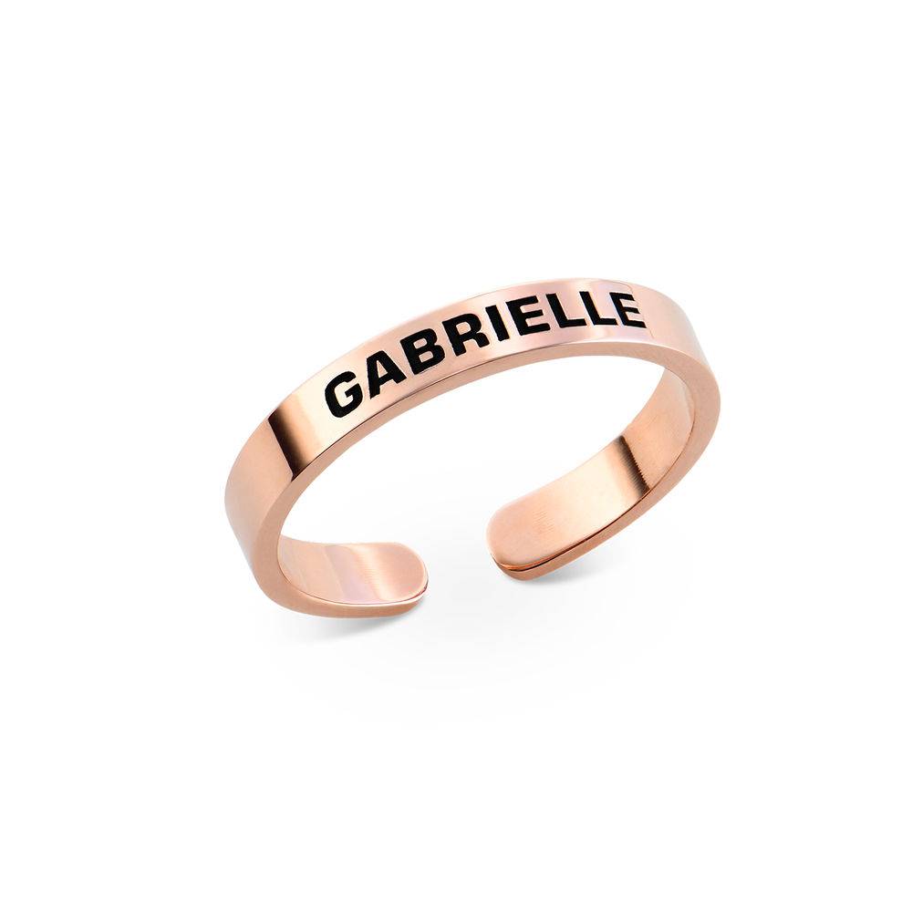 Open Adjustable Engraved Name Ring in Rose Gold Plating product photo