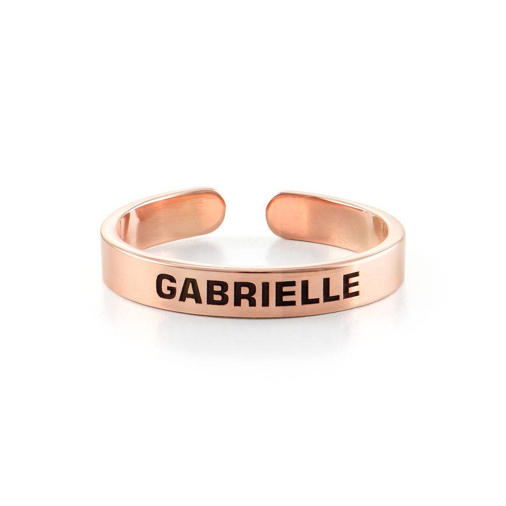 Open Adjustable Engraved Name Ring in Rose Gold Plating-2 product photo