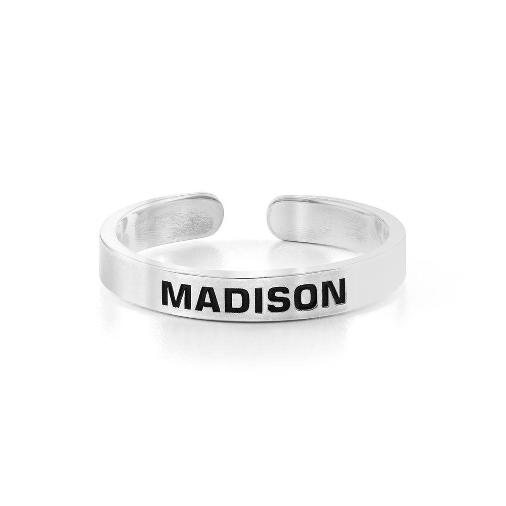 Open Adjustable Engraved Name Ring in Sterling Silver-2 product photo