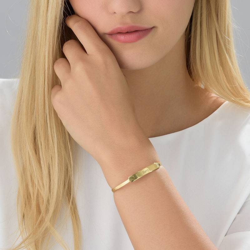 Open Name Bangle Bracelet in 18ct Gold Plating-2 product photo