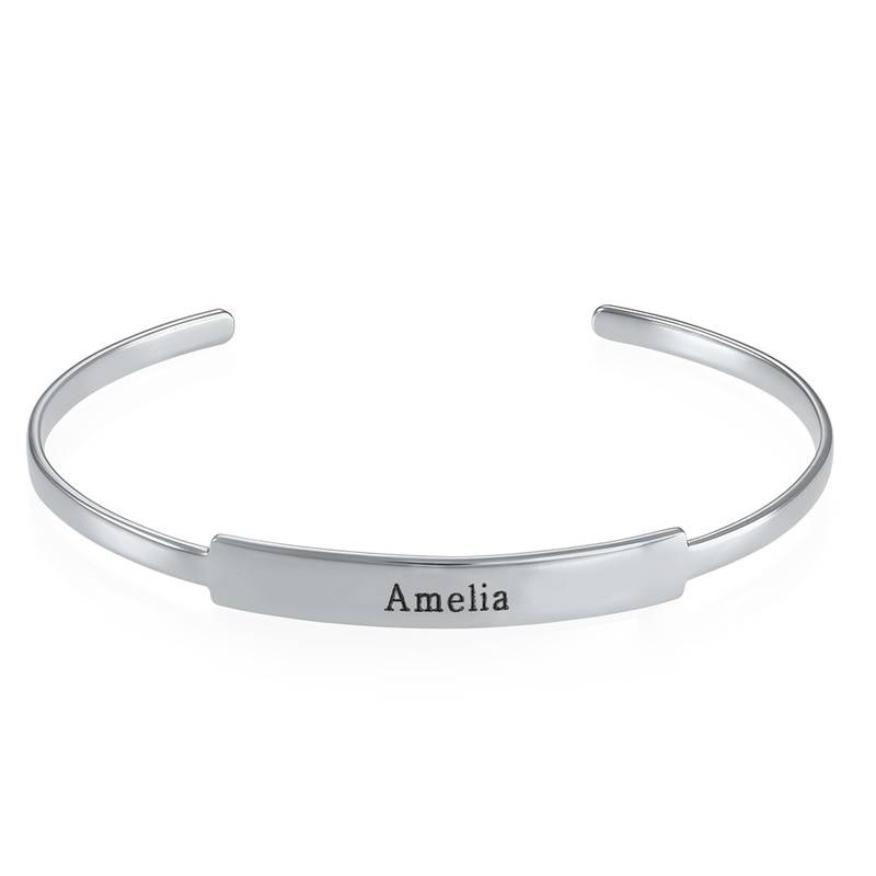 Open Name Bangle Bracelet in Sterling Silver-1 product photo