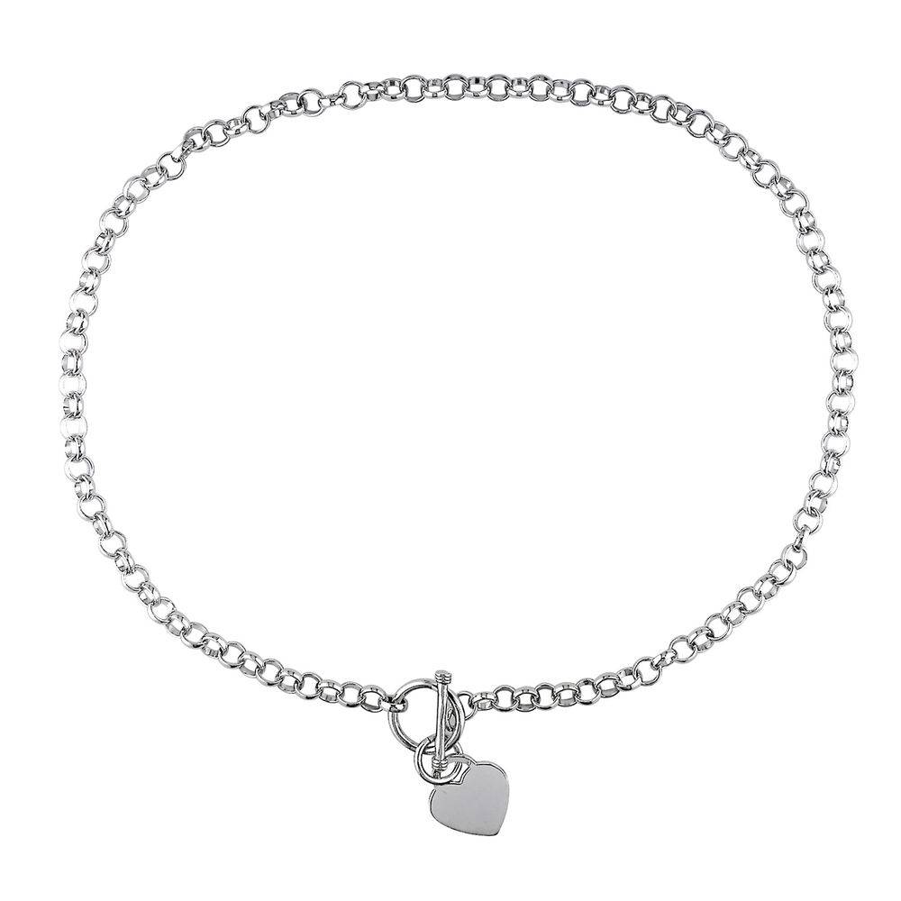 Oval Link Necklace with Sterling Silver Heart Charms & Toggle Clasp product photo