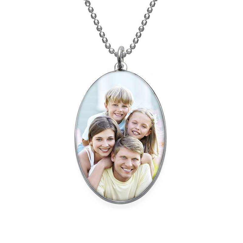 Oval Photo Necklace in Sterling Silver product photo