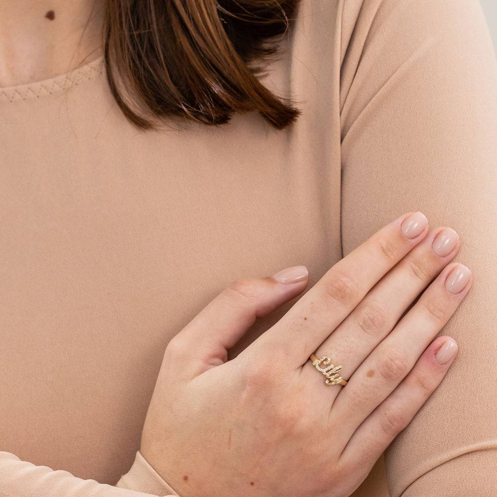Pave Diamond Name Ring  in 14k Solid Gold-1 product photo