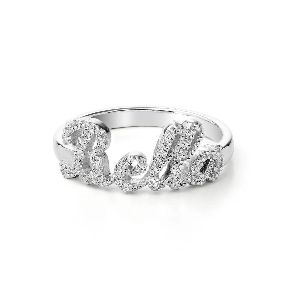 Pave Diamond Name Ring  - sterling silver-1 product photo