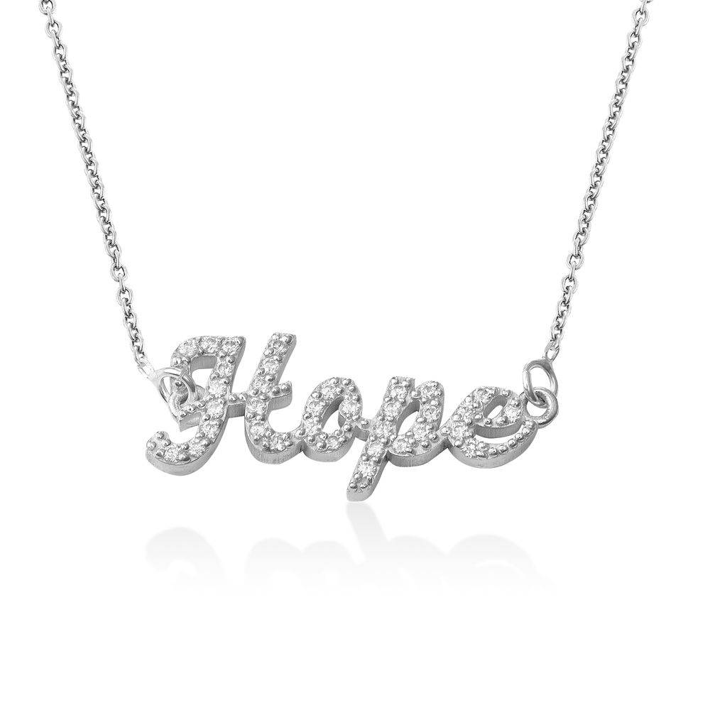 Pave Name Necklace with Cubic Zirconia  in Sterling Silver-2 product photo