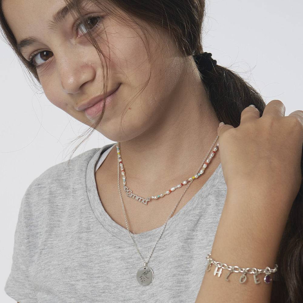 Candy Perlen Namenskette für Mädchen - 925er Sterlingsilber-6 Produktfoto