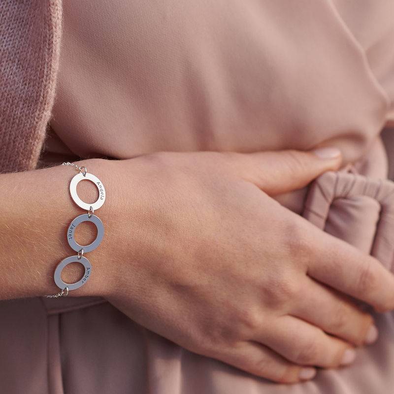Personalised 3 Circles Bracelet with Engraving in Sterling Silver-4 product photo