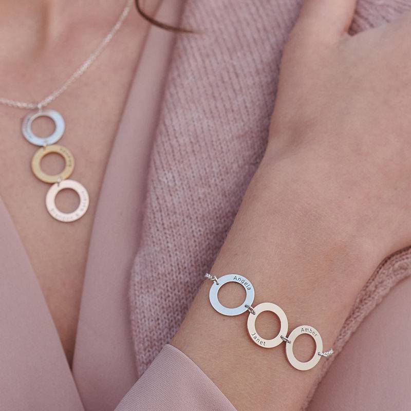 Personalised 3 Circles Bracelet with Engraving in Sterling Silver-5 product photo